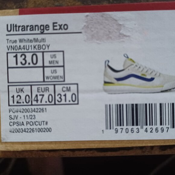 Vans Men's 11.5 UltraRange Exo True White Multi Blue Green Striped VN0A4U1KBOY - Picture 11 of 12